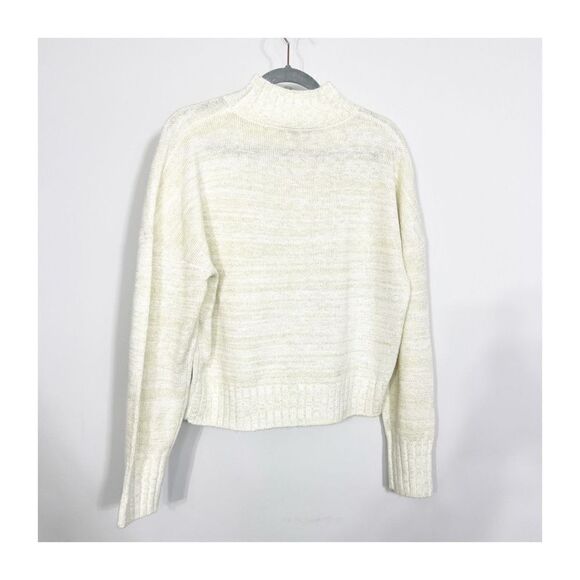 NSR Mock Neck Sweater Large Long Sleeve Cream Gold Sparkle Thread CT10514 New - Picture 3 of 8